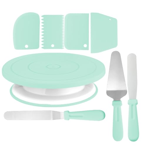 30,5 cm Kuchen-Drehteller, Tortenplatte, Tortenständer, Kuchendekorationsset, enthält 1 Kuchen-Drehteller, 1 Torten-Servier, 2 Zuckerguss-Spatel, 4 Zuckerguss-Glätter 30,5 cm Kuchen-Drehteller, Tortenplatte, Tortenständer, Kuchendekorationsset, enthält 1 Kuchen-Drehteller, 1 Torten-Servier, 2 Zuckerguss-Spatel, 4 Zuckerguss-Glätter von Yumatch