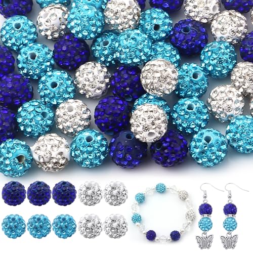 150 Stück 10 mm Strass-Perlen für Schmuckherstellung, glänzende runde Shamballa-Disco-Perlen, glitzernd, Strass, Tonperlen für selbstgemachte Halsketten, Armbänder, Ohrringe, Schmuckherstellung 150 Stück 10 mm Strass-Perlen für Schmuckherstellung, glänzende runde Shamballa-Disco-Perlen, glitzernd, Strass, Tonperlen für selbstgemachte Halsketten, Armbänder, Ohrringe, Schmuckherstellung von Yumttero