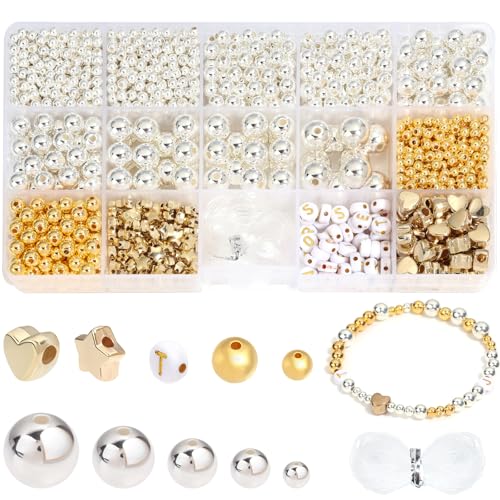 1572 PCS Glasperlen Silber Künstliche Perlen Mit Rundem Loch, 4/6/8/10/12 mm Perlenset in Mehreren Größen für Kleidungsdekoration und Armbänder, Halsketten, Ohrringe, Schmuckherstellung von Yumttero