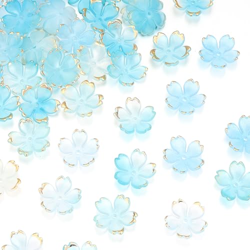 Kirschblüten-Acryl-Blumen-Perlen, glänzend, vergoldet, Abstandshalter, 5 Blüten-Farbverlauf, florale Perlen für Halsketten, Armbänder, Ohrringe, Handykette, DIY-Schmuckherstellung, blauer Farbverlauf Kirschblüten-Acryl-Blumen-Perlen, glänzend, vergoldet, Abstandshalter, 5 Blüten-Farbverlauf, florale Perlen für Halsketten, Armbänder, Ohrringe, Handykette, DIY-Schmuckherstellung, blauer Farbverlauf von Yumttero
