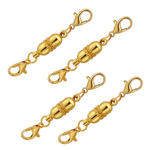 Yumttero Magnetische Halskettenverschlüsse und Verschlüsse, Gold- und versilberte Halskettenverlängerung, doppelter Karabinerverschluss, magnetische Schmuckverschlüsse für Armband, Halskette Yumttero Magnetische Halskettenverschlüsse und Verschlüsse, Gold- und versilberte Halskettenverlängerung, doppelter Karabinerverschluss, magnetische Schmuckverschlüsse für Armband, Halskette von Yumttero