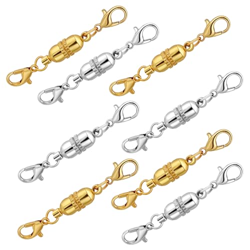 Yumttero Magnetische Halskettenverschlüsse und Verschlüsse, Gold- und versilberte Halskettenverlängerung, doppelter Karabinerverschluss, magnetische Schmuckverschlüsse für Armband, Halskette Yumttero Magnetische Halskettenverschlüsse und Verschlüsse, Gold- und versilberte Halskettenverlängerung, doppelter Karabinerverschluss, magnetische Schmuckverschlüsse für Armband, Halskette von Yumttero
