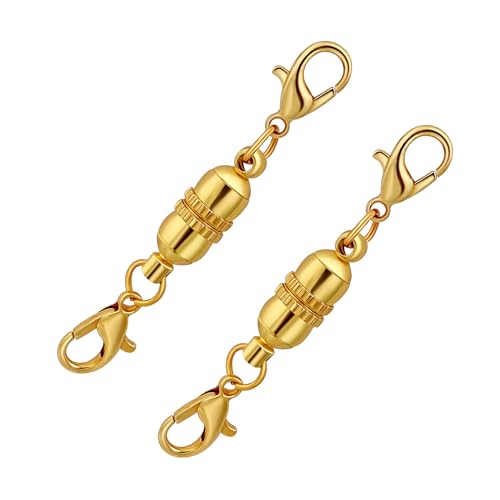 Yumttero Magnetische Halskettenverschlüsse und Verschlüsse, Gold- und versilberte Halskettenverlängerung, doppelter Karabinerverschluss, magnetische Schmuckverschlüsse für Armband, Halskette Yumttero Magnetische Halskettenverschlüsse und Verschlüsse, Gold- und versilberte Halskettenverlängerung, doppelter Karabinerverschluss, magnetische Schmuckverschlüsse für Armband, Halskette von Yumttero