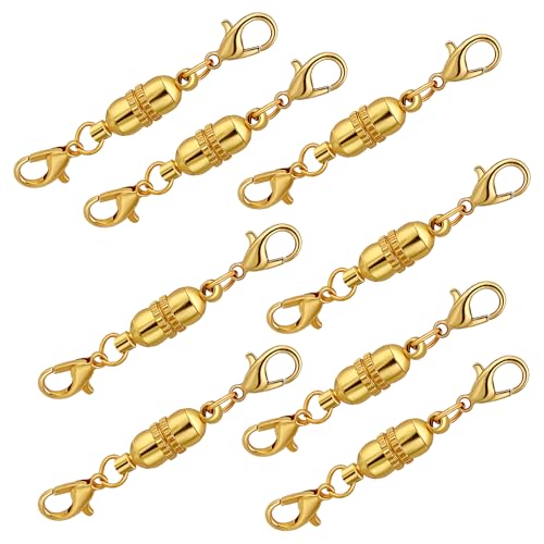 Yumttero Magnetische Halskettenverschlüsse und Verschlüsse, Gold- und versilberte Halskettenverlängerung, doppelter Karabinerverschluss, magnetische Schmuckverschlüsse für Armband, Halskette Yumttero Magnetische Halskettenverschlüsse und Verschlüsse, Gold- und versilberte Halskettenverlängerung, doppelter Karabinerverschluss, magnetische Schmuckverschlüsse für Armband, Halskette von Yumttero
