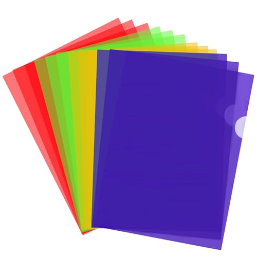 YunBey 12 Stück Aktenhülle A4 Sichthüllen für Dokumente Farbig Kunststoff Dokumentenordner Fenster Mappen A4 Projekt Tasche (30.8×21.8cm) von YunBey
