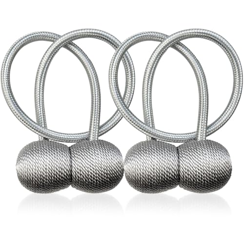 YunSchauen Vorhang Raffhalter Magnetische Verstärkung 2 Stück,Gardinenhalter Wand,Vorhang Halter,Gardinen Klammern Halterung,Vorhanghalter Landhaus Curtain Holder Silber von YunSchauen