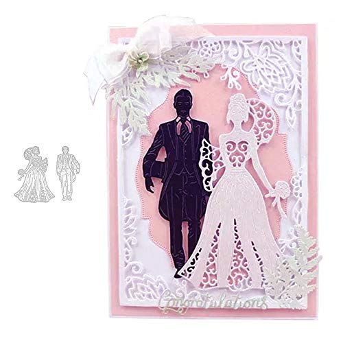 YunTrip Brautpaar Metall Stanzschablonen Hochzeit Stanzformen Schablonen für DIY Scrapbooking Fotoalbum Deko Papier Handwerk Kartenherstellung Zubehör von YunTrip