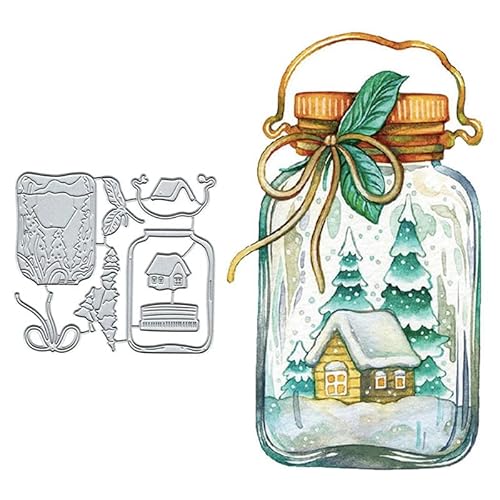 YunTrip Stanzformen für Kartenherstellung, Schneehaus, Flasche, Metall, Stanzformen, Schablone für DIY, Scrapbooking, Album, Prägung, Foto, Handwerk, Papier, Karten, dekoratives Handwerk von YunTrip