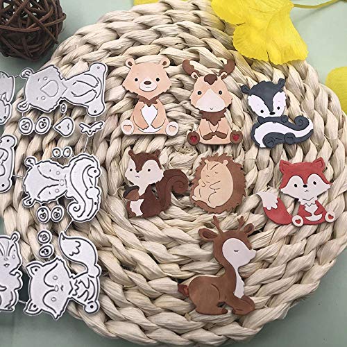 YunTrip Stanzformen mit Tiermotiven für Kartenherstellung, Wald, Igel, Fuchs, Eichhörnchen, Hirsch, Metall-Stanzformen für DIY, Scrapbooking, Album, Prägung, Foto, Handwerk, Papierkarten, dekoratives von YunTrip