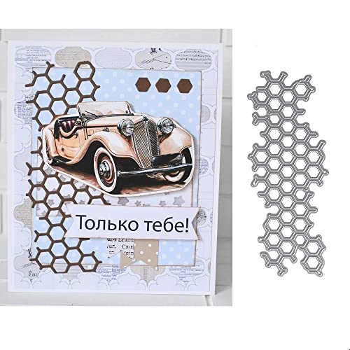 YunTrip Stanzformen für Kartenherstellung, sechseckiges Gitter, Metall, Stanzformen, Schablone für DIY, Scrapbooking, Album, Präge, Foto, Basteln, Papierkarten, dekoratives Handwerk von YunTrip