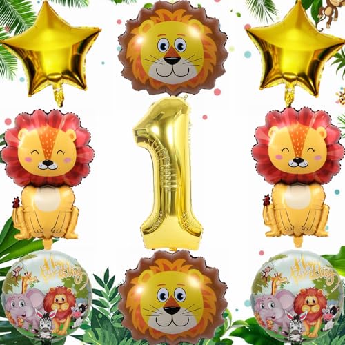Yunchu Online 1. Geburtstag 1 Jahr Dschungel Dekoration Löwe Luftballon Set 1 Geburtstag Junge Mädchen Dschungel Tiere Folienballons Luftballons 1. Geburtstag 1 Jahr Dschungel Geburtstag Dekoration von Yunchu Online