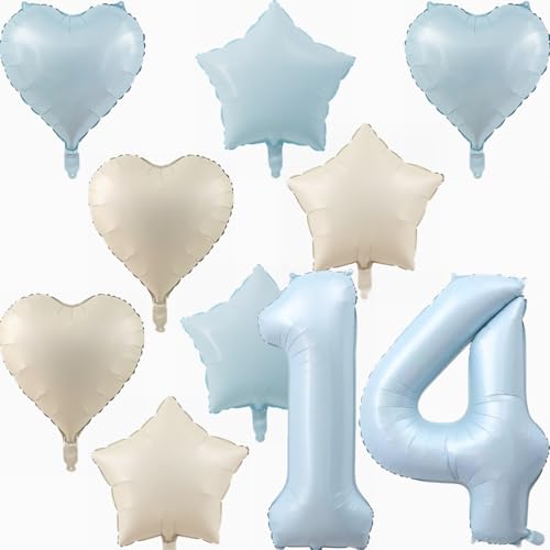 Yunchu Online 14. Geburtstagsdeko Jungen Mädche Blau Luftballons Deko Luftballons 14 Blau 40" Folienballon Zahl 14 Luftballon Geburtstag Zahl 14 Blau Jungen Deko für Mädchen 14. Geburtstag Party Deko von Yunchu Online