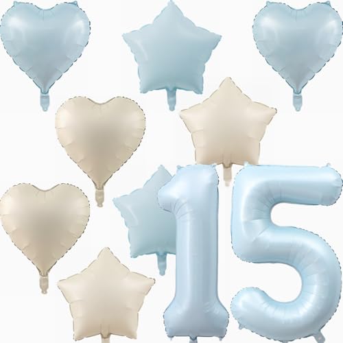 Yunchu Online 15. Geburtstagsdeko Jungen Mädche Blau Luftballons Deko Luftballons 15 Blau 40" Folienballon Zahl 15 Luftballon Geburtstag Zahl 15 Blau Jungen Deko für Mädchen 15. Geburtstag Party Deko von Yunchu Online
