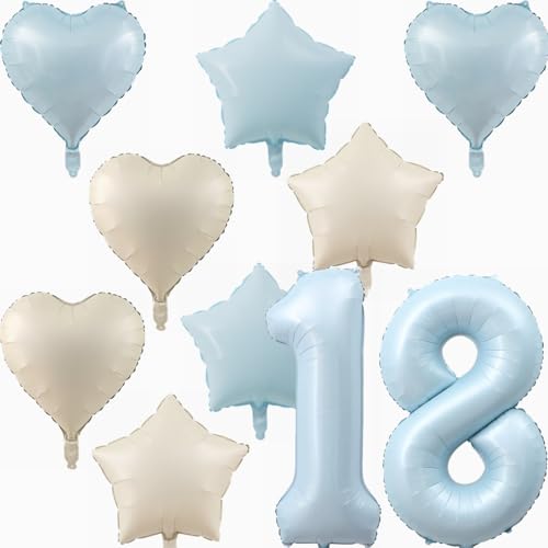 Yunchu Online 18. Geburtstagsdeko Jungen Mädche Blau Luftballons Deko Luftballons 18 Blau 40" Folienballon Zahl 18 Luftballon Geburtstag Zahl 18 Blau Jungen Deko für Mädchen 18. Geburtstag Party Deko von Yunchu Online