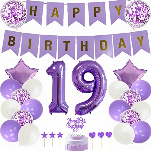 Yunchu Online 19. Geburtstag Dekoration Mädchen Lila - Tortendeko, White Party Deko, Geschenk für 19 Jahre - Ballon Set für Junge und Mädchen Yunchu Online 19. Geburtstag Dekoration Mädchen Lila - Tortendeko, White Party Deko, Geschenk für 19 Jahre - Ballon Set für Junge und Mädchen von Yunchu Online