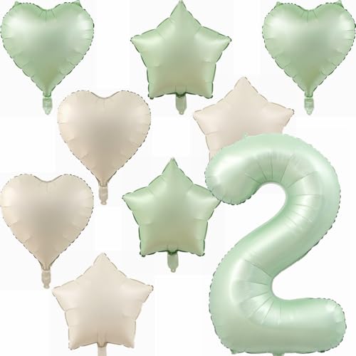 Yunchu Online 2. Geburtstagsdeko Jungen Mädche Grün Luftballons Deko Luftballons 2 Grün 40" Folienballon Zahl 2 Jungen Deko für Mädchen 2. Geburtstag Party Deko von Yunchu Online