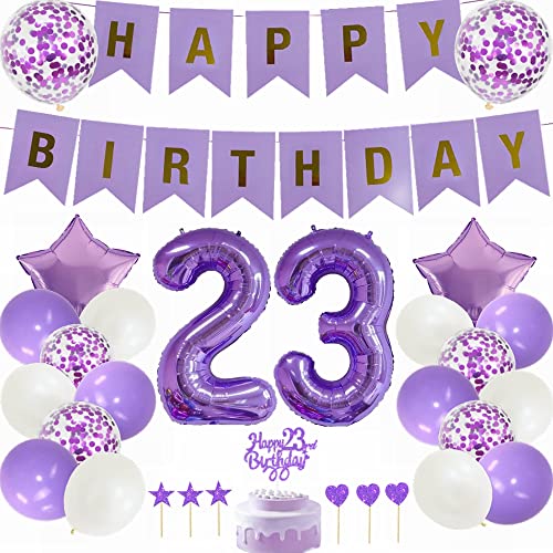 Yunchu Online 23. Geburtstag Dekoration Mann Frau Lila - Tortendeko, White Party Deko, Geschenk 23 Jahre, Ballon von Yunchu Online