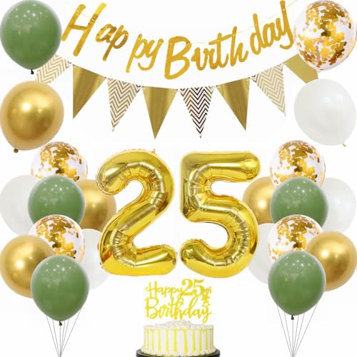 Yunchu Online 25 Geburtstag Deko Frauen Manner 25 Jahre Geburtstag Party Dekoration 25. Geburtstag Tortendeko Sage Grün Weiß Gold Party Ballons für Geburtstagsdeko 25 Jahre Geburtstag Party Dekoration Yunchu Online 25 Geburtstag Deko Frauen Manner 25 Jahre Geburtstag Party Dekoration 25. Geburtstag Tortendeko Sage Grün Weiß Gold Party Ballons für Geburtstagsdeko 25 Jahre Geburtstag Party Dekoration von Yunchu Online