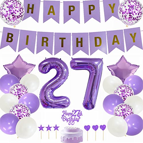 Yunchu Online 27. Geburtstag Dekoration Mann Frau Lila - Tortendeko, White Party Deko, Ballon - Geschenk für 27 Jahre Yunchu Online 27. Geburtstag Dekoration Mann Frau Lila - Tortendeko, White Party Deko, Ballon - Geschenk für 27 Jahre von Yunchu Online