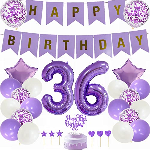 Yunchu Online 36. Geburtstag Dekoration Mann Frau Lila - Tortendeko White Party Deko - Geschenk 36 Jahre Ballon Yunchu Online 36. Geburtstag Dekoration Mann Frau Lila - Tortendeko White Party Deko - Geschenk 36 Jahre Ballon von Yunchu Online