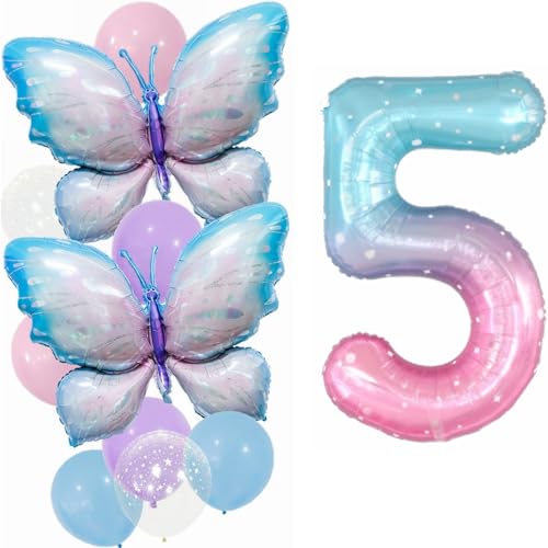 Yunchu Online 5. Geburtstag Dekoration Mädchen Gradient Schmetterling Ballons Deko 5 Jahre Party Set Große Folienballon für Party Supplies Yunchu Online 5. Geburtstag Dekoration Mädchen Gradient Schmetterling Ballons Deko 5 Jahre Party Set Große Folienballon für Party Supplies von Yunchu Online