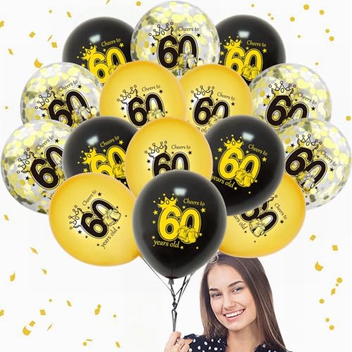 Yunchu Online 60. Geburtstag Luftballons 60. Geburtstag Dekoration Schwarz Gold Party Deko 60 jahre Geburtstag Deko 60 Jubiläum Geburtstagsparty Deko für 60 Geburtstag Mädchen Junge Deko Geschenk von Yunchu Online