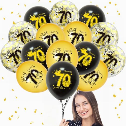 Yunchu Online 70. Geburtstag Luftballons 70. Geburtstag Dekoration Schwarz Gold Party Deko 70 jahre Geburtstag Deko 70 Jubiläum Geburtstagsparty Deko für 70 Geburtstag Mädchen Junge Deko Geschenk von Yunchu Online