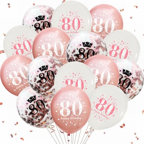 Yunchu Online 80. Geburtstag Luftballons Happy 80th Birthday Ballons Rose Gold 80. Geburtstag Dekoration 80 Jubiläum Geburtstagsparty Deko für Mädchen Jungen 80. Geburtstag Jubiläum Zubehör von Yunchu Online