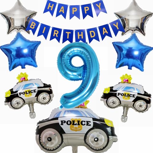 Yunchu Online 9. Polizei Geburtstag Dekoration - Tortendeko Luftballons, Blau Zahl 9 Helium Ballon für Motto Party Junge Geburtstag Party Supplies Yunchu Online 9. Polizei Geburtstag Dekoration - Tortendeko Luftballons, Blau Zahl 9 Helium Ballon für Motto Party Junge Geburtstag Party Supplies von Yunchu Online