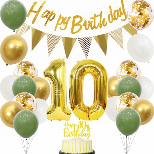 Yunchu Online Deko 10 Geburtstag Junge Mädchen 10 Jahre Geburtstag Party Dekoration 10. Geburtstag Tortendeko Sage Grün Weiß Gold Party Ballons für Geburtstagsdeko 10 Jahre Geburtstag Party Dekoration Yunchu Online Deko 10 Geburtstag Junge Mädchen 10 Jahre Geburtstag Party Dekoration 10. Geburtstag Tortendeko Sage Grün Weiß Gold Party Ballons für Geburtstagsdeko 10 Jahre Geburtstag Party Dekoration von Yunchu Online