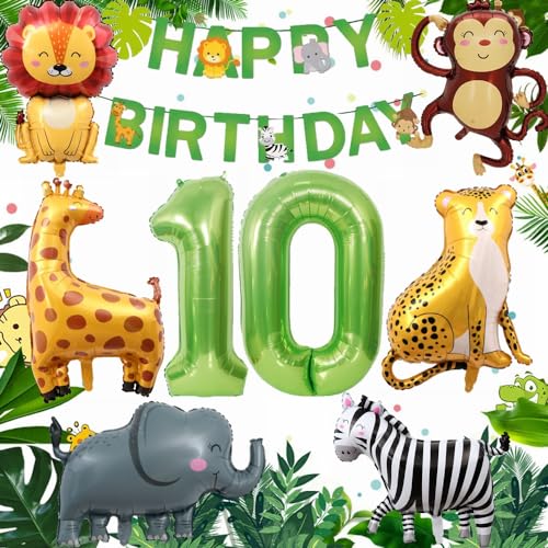 Yunchu Online 10. Geburtstag Dschungel Dekoration für Jungen und Mädchen - Tiere Folienballons Luftballons für 10 Jahr Feier Yunchu Online 10. Geburtstag Dschungel Dekoration für Jungen und Mädchen - Tiere Folienballons Luftballons für 10 Jahr Feier von Yunchu Online