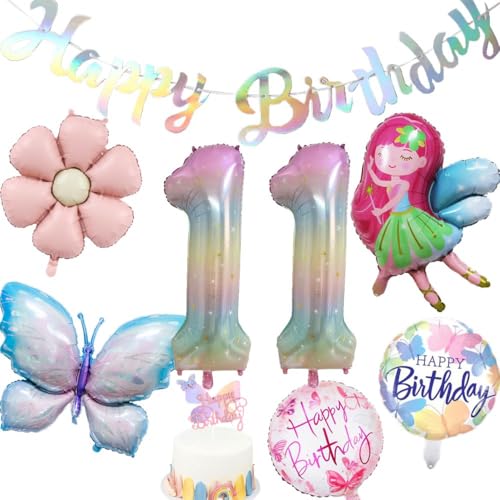 Yunchu Online Deko 11. Geburtstag Mädchen Schmetterling Deko Geburtstag 11 Jahre Schmetterling Party Set Feen Ballon Gänseblümchen Folienballon für Geburtstagsdeko Mädchen Party Dekoration Yunchu Online Deko 11. Geburtstag Mädchen Schmetterling Deko Geburtstag 11 Jahre Schmetterling Party Set Feen Ballon Gänseblümchen Folienballon für Geburtstagsdeko Mädchen Party Dekoration von Yunchu Online