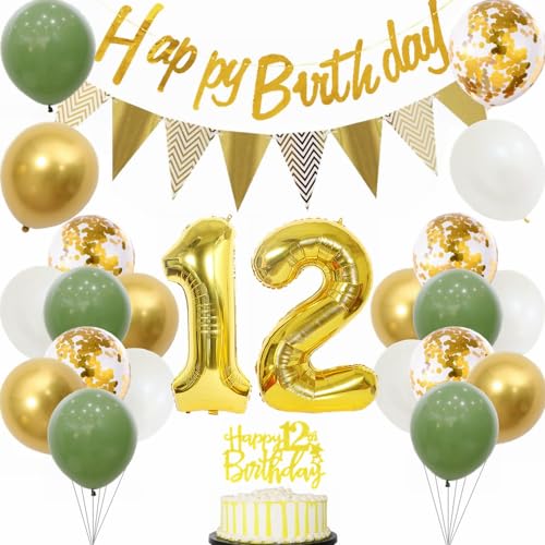 Yunchu Online Deko 12 Geburtstag Junge Mädchen 12 Jahre Geburtstag Party Dekoration 12. Geburtstag Tortendeko Sage Grün Weiß Gold Party Ballons für Geburtstagsdeko 12 Jahre Geburtstag Party Dekoration Yunchu Online Deko 12 Geburtstag Junge Mädchen 12 Jahre Geburtstag Party Dekoration 12. Geburtstag Tortendeko Sage Grün Weiß Gold Party Ballons für Geburtstagsdeko 12 Jahre Geburtstag Party Dekoration von Yunchu Online