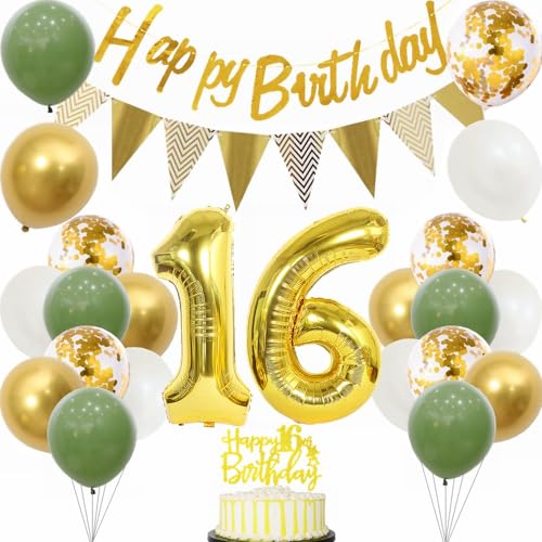 Yunchu Online Deko 16 Geburtstag Junge Mädchen 16 Jahre Geburtstag Party Dekoration 16. Geburtstag Tortendeko Sage Grün Weiß Gold Party Ballons für Geburtstagsdeko 16 Jahre Geburtstag Party Dekoration Yunchu Online Deko 16 Geburtstag Junge Mädchen 16 Jahre Geburtstag Party Dekoration 16. Geburtstag Tortendeko Sage Grün Weiß Gold Party Ballons für Geburtstagsdeko 16 Jahre Geburtstag Party Dekoration von Yunchu Online