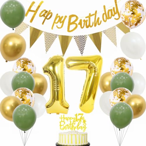 Yunchu Online Deko 17 Geburtstag Junge Mädchen 17 Jahre Geburtstag Party Dekoration 17. Geburtstag Tortendeko Sage Grün Weiß Gold Party Ballons für Geburtstagsdeko 17 Jahre Geburtstag Party Dekoration Yunchu Online Deko 17 Geburtstag Junge Mädchen 17 Jahre Geburtstag Party Dekoration 17. Geburtstag Tortendeko Sage Grün Weiß Gold Party Ballons für Geburtstagsdeko 17 Jahre Geburtstag Party Dekoration von Yunchu Online