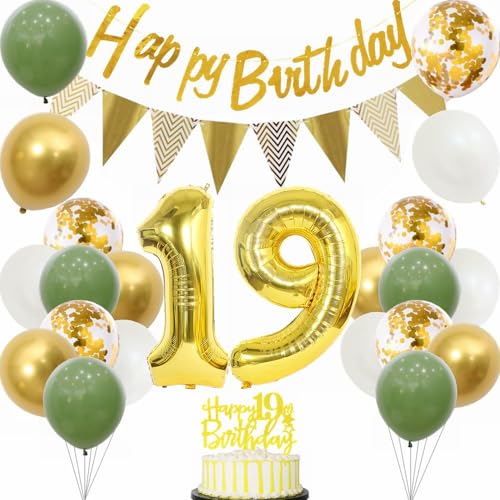 Yunchu Online Deko 19 Geburtstag Junge Mädchen 19 Jahre Geburtstag Party Dekoration 19. Geburtstag Tortendeko Sage Grün Weiß Gold Party Ballons für Geburtstagsdeko 19 Jahre Geburtstag Party Dekoration Yunchu Online Deko 19 Geburtstag Junge Mädchen 19 Jahre Geburtstag Party Dekoration 19. Geburtstag Tortendeko Sage Grün Weiß Gold Party Ballons für Geburtstagsdeko 19 Jahre Geburtstag Party Dekoration von Yunchu Online
