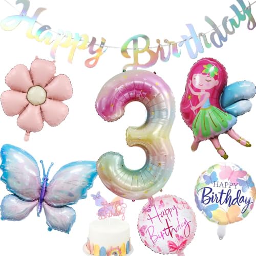Yunchu Online Deko 3. Geburtstag Mädchen Schmetterling Deko Geburtstag 3 Jahre Schmetterling Party Set Feen Ballon Gänseblümchen Folienballon für Geburtstagsdeko Mädchen Party Dekoration Yunchu Online Deko 3. Geburtstag Mädchen Schmetterling Deko Geburtstag 3 Jahre Schmetterling Party Set Feen Ballon Gänseblümchen Folienballon für Geburtstagsdeko Mädchen Party Dekoration von Yunchu Online