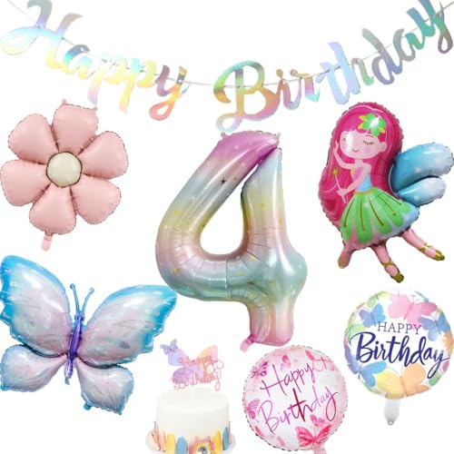 Yunchu Online Deko 4. Geburtstag Mädchen Schmetterling Deko Geburtstag 4 Jahre Schmetterling Party Set Feen Ballon Gänseblümchen Folienballon für Geburtstagsdeko Mädchen Party Dekoration Yunchu Online Deko 4. Geburtstag Mädchen Schmetterling Deko Geburtstag 4 Jahre Schmetterling Party Set Feen Ballon Gänseblümchen Folienballon für Geburtstagsdeko Mädchen Party Dekoration von Yunchu Online