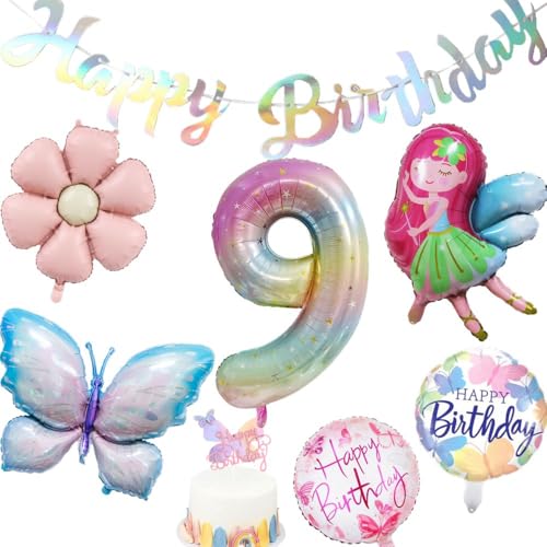 Yunchu Online Deko 9. Geburtstag Mädchen Schmetterling Deko Geburtstag 9 Jahre Schmetterling Party Set Feen Ballon Gänseblümchen Folienballon für Geburtstagsdeko Mädchen Party Dekoration Yunchu Online Deko 9. Geburtstag Mädchen Schmetterling Deko Geburtstag 9 Jahre Schmetterling Party Set Feen Ballon Gänseblümchen Folienballon für Geburtstagsdeko Mädchen Party Dekoration von Yunchu Online