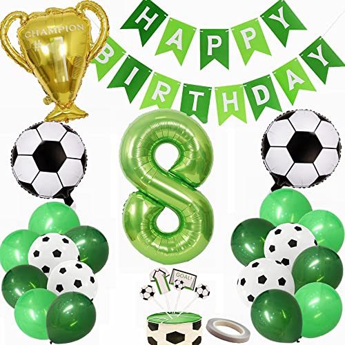 Yunchu Online Fussball Luftballon 8. Geburtstag Dekoration Grün 8 Geburtstag Junge Cake Topper 8 Jahre Geburtstag Party Deko Fußball Geburtstag Luftballons Dekoration 8 Geburtstag Junge Deko Geschenk von Yunchu Online