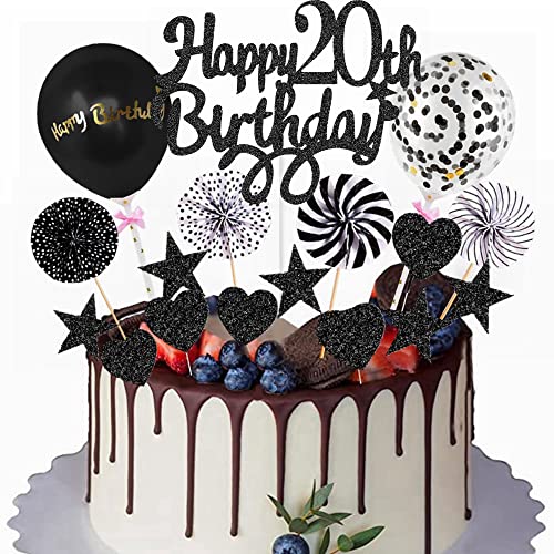 Yunchu Online Happy 20th Birthday Tortendeko Schwarz Tortendeko 20 Geburtstag Deko Kuchen Topper 20 jahre Junge Mädchen Kuchendeko 20. Geburtstag Schwarz Tortendeko für 20. Geburtstag Cupcake Toppers Yunchu Online Happy 20th Birthday Tortendeko Schwarz Tortendeko 20 Geburtstag Deko Kuchen Topper 20 jahre Junge Mädchen Kuchendeko 20. Geburtstag Schwarz Tortendeko für 20. Geburtstag Cupcake Toppers von Yunchu Online