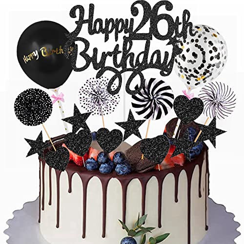 Yunchu Online Happy 26th Birthday Tortendeko Schwarz Tortendeko 26 Geburtstag Deko Kuchen Topper 26 jahre Mann Frau Kuchendeko 26. Geburtstag Schwarz Tortendeko für 26. Geburtstag Cupcake Toppers Yunchu Online Happy 26th Birthday Tortendeko Schwarz Tortendeko 26 Geburtstag Deko Kuchen Topper 26 jahre Mann Frau Kuchendeko 26. Geburtstag Schwarz Tortendeko für 26. Geburtstag Cupcake Toppers von Yunchu Online