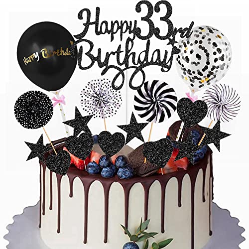 Yunchu Online Happy 33th Birthday Tortendeko Schwarz Tortendeko 33 Geburtstag Deko Kuchen Topper 33 jahre Mann Frau Kuchendeko 33. Geburtstag Schwarz Tortendeko für 33. Geburtstag Cupcake Toppers Yunchu Online Happy 33th Birthday Tortendeko Schwarz Tortendeko 33 Geburtstag Deko Kuchen Topper 33 jahre Mann Frau Kuchendeko 33. Geburtstag Schwarz Tortendeko für 33. Geburtstag Cupcake Toppers von Yunchu Online