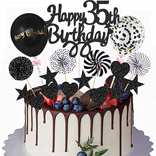 Yunchu Online Happy 35th Birthday Tortendeko Schwarz Tortendeko 35 Geburtstag Deko Kuchen Topper 35 jahre Mann Frau Kuchendeko 35. Geburtstag Schwarz Tortendeko für 35. Geburtstag Cupcake Toppers Yunchu Online Happy 35th Birthday Tortendeko Schwarz Tortendeko 35 Geburtstag Deko Kuchen Topper 35 jahre Mann Frau Kuchendeko 35. Geburtstag Schwarz Tortendeko für 35. Geburtstag Cupcake Toppers von Yunchu Online