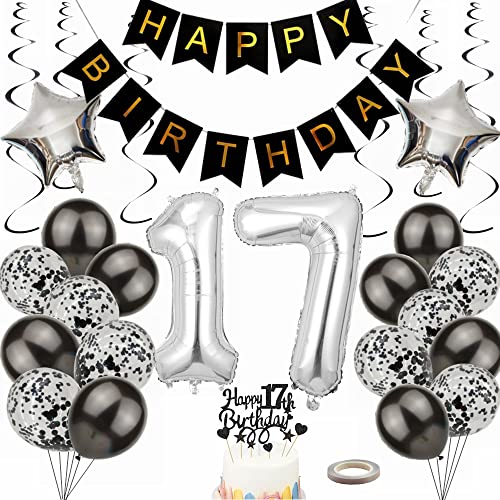 Yunchu Online Luftballon 17. Geburtstag Dekoration 17 Jahr Junge Mädchen Black and Silber Party Deko 17. Geburtstag Junge Party Deko 17 Geburtstag Mädchen Deko Geschenk 17 jahre Geburtstag deko Ballon Yunchu Online Luftballon 17. Geburtstag Dekoration 17 Jahr Junge Mädchen Black and Silber Party Deko 17. Geburtstag Junge Party Deko 17 Geburtstag Mädchen Deko Geschenk 17 jahre Geburtstag deko Ballon von Yunchu Online