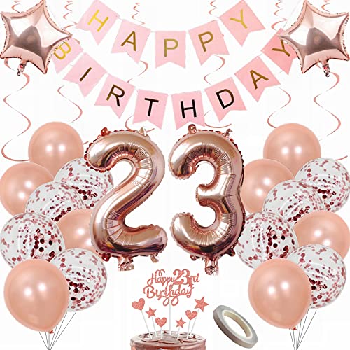 Yunchu Online Luftballon 23. Geburtstag Frauen Dekoration Rosegold Party Deko Tortendeko Geschenk Ballon von Yunchu Online