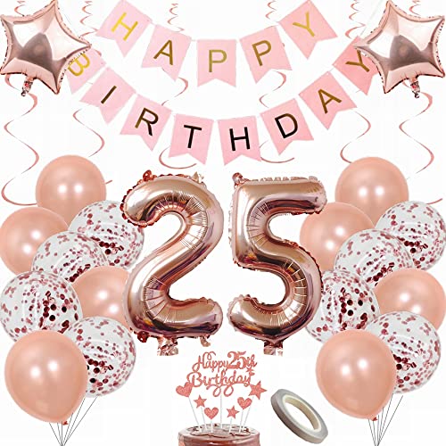 Yunchu Online Luftballon 25. Geburtstag Frauen Dekoration Rosegold Party Deko Tortendeko Geschenk Ballon von Yunchu Online