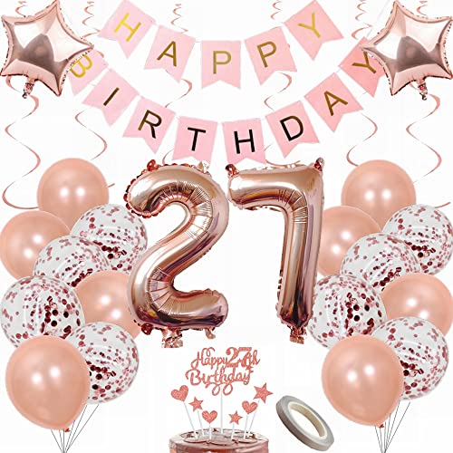 Yunchu Online Luftballon 27. Geburtstag Frauen Dekoration Rosegold Party Deko Tortendeko Geschenk Ballon von Yunchu Online