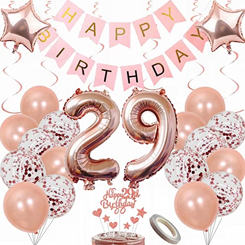 Yunchu Online Luftballon 29. Geburtstag Frauen Dekoration Rosegold Party Deko Tortendeko Geschenk Ballon von Yunchu Online