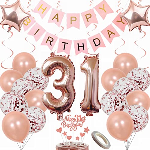 Yunchu Online Luftballon 31. Geburtstag Frauen Dekoration Rosegold Party Deko Tortendeko Geschenk Ballon von Yunchu Online